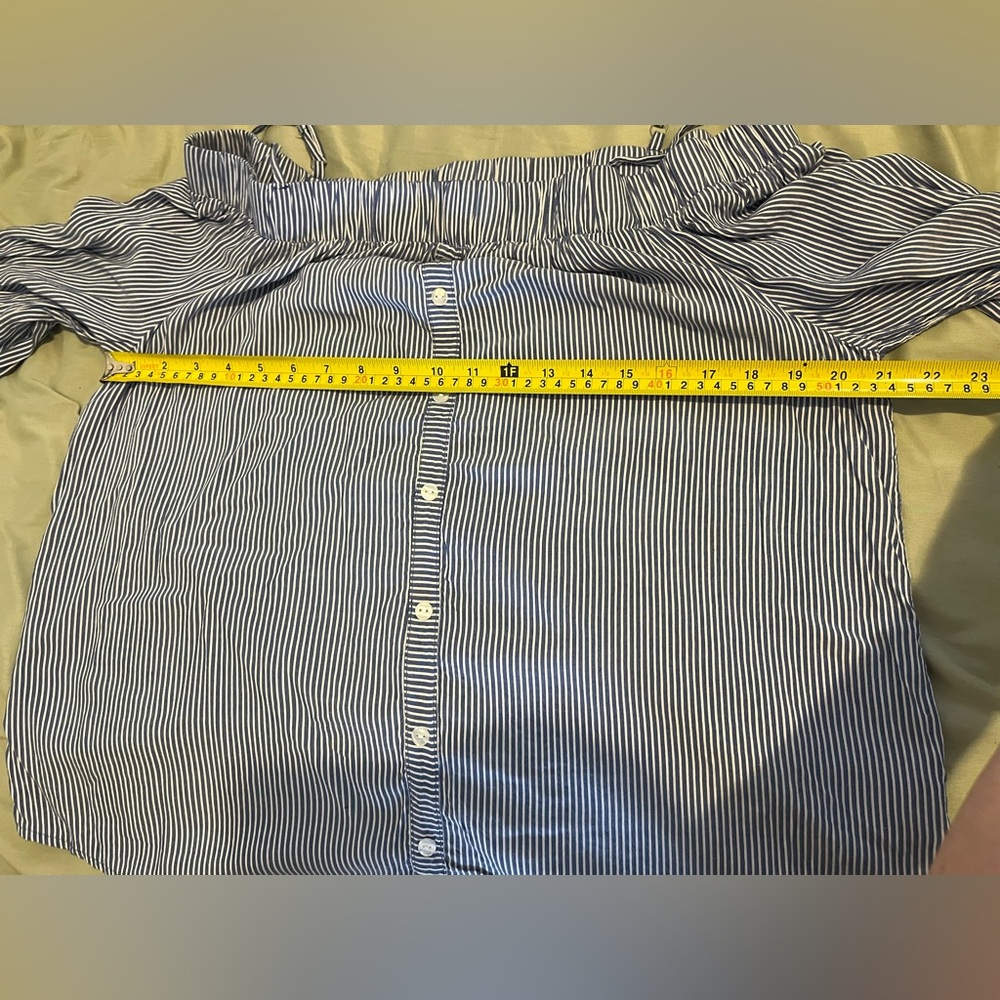 Iz Byer Blue and White Striped Button Down Shirt - Picture 8 of 9